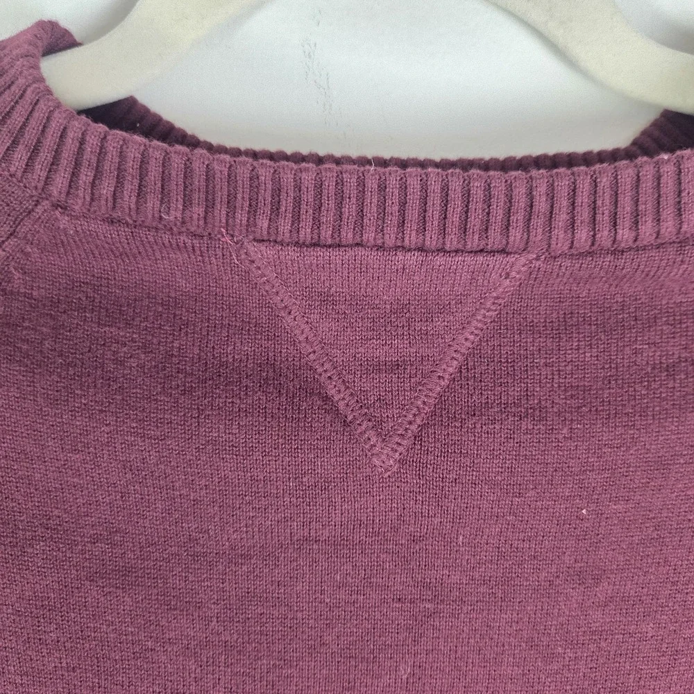 Dip Mens Burgundy 100% Cotton‎ Preppy Sweater Elbow Patches Grampacore Preppy Sm